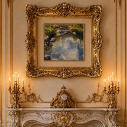Original Fine Art Vintage Koi Fish Pond Impressionist Painting Artist Signed 24” HAND PAINTED Landscape Claude Monet Inspired Collectible HILLCREST