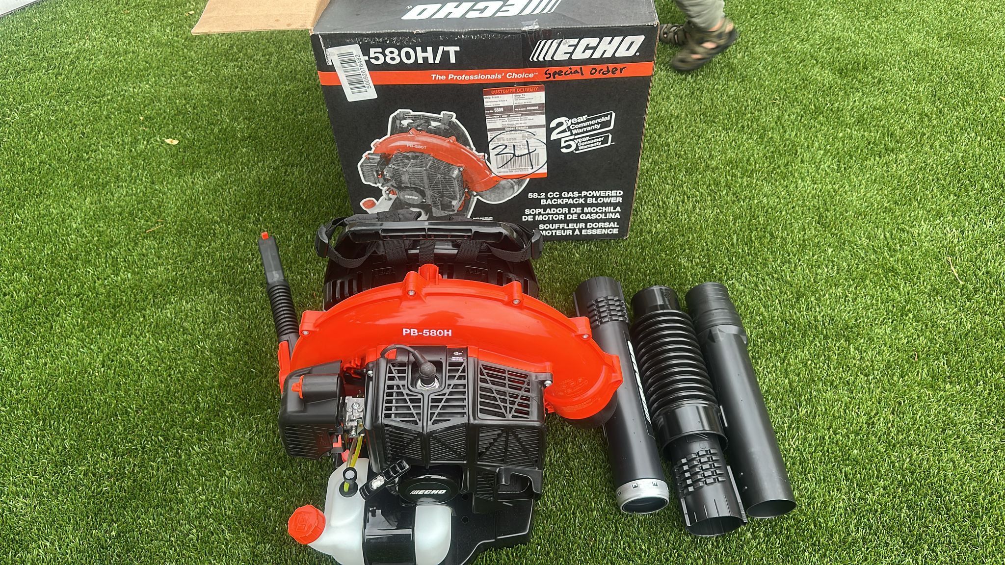 ECHO PB-580H 216 MPH 517 CFM 58.2cc Gas 2-Stroke Backpack Leaf Blower with Tube Throttle
