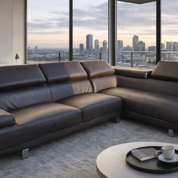 Leather Sectional Couch w/Bluetooth Speaker