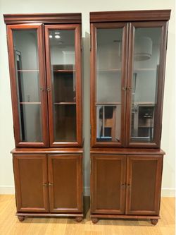 Book cases 2 pair with glass and wood doors