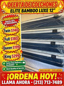 Elite Bamboo Luxe 12" Mattress Queen Size $199