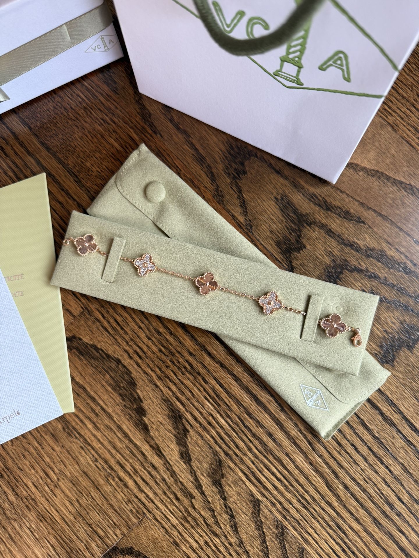 RARE Van Cleef Rose Gold And Diamond Bracelet