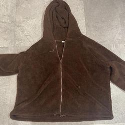 Wome Brown Furry Zip Up Jacket 