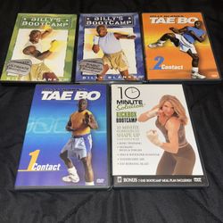 6 Fitness Workout DVD Lot - Billy Blanks - Tae Bo - Kickboxing - Boot Camp