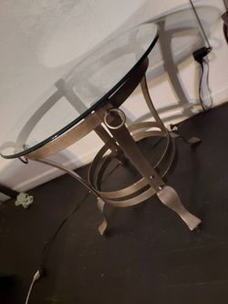 Vintage Wrought Iron & Glass Side Table
