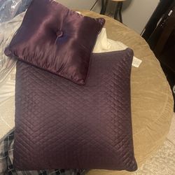 Purple Pillows I think one is 16 x 16 and the other is may be 25 x 25 not for sure how to measure them but it’s a bigger one