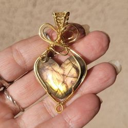 Laboradite Heart Pendants 