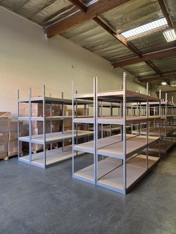 4 Tier Shelving 48 in W x 24 in D American Made Used Heavy Duty Steel Boltless Storage Rack Delivery Available
