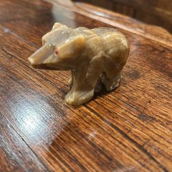 Stone Bear Figurine 3 Inch Hand Carved 