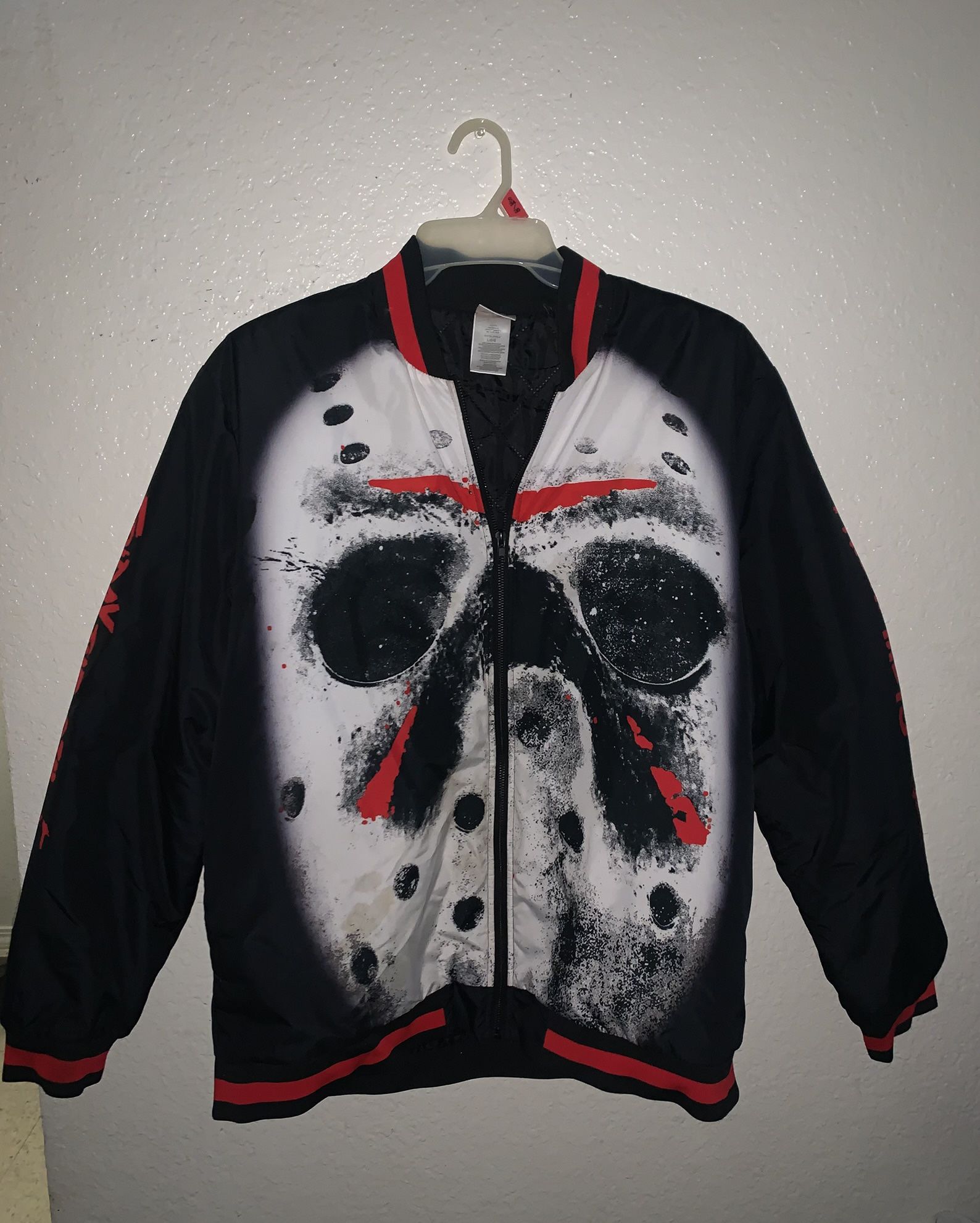 Friday the 13th Jason Zip Up Varsity/Bomber Jacket Size LG