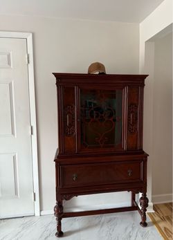 Antique Mahogany China Cabinet with Glass Door