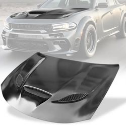 Fits 15-22 Dodge Charger SRT Hellcat Style Hood Scoop Vent Unpainted - Aluminum
