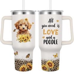 Stainless Steel Vacuum Insulated Travel Mug 40oz (Poodle)