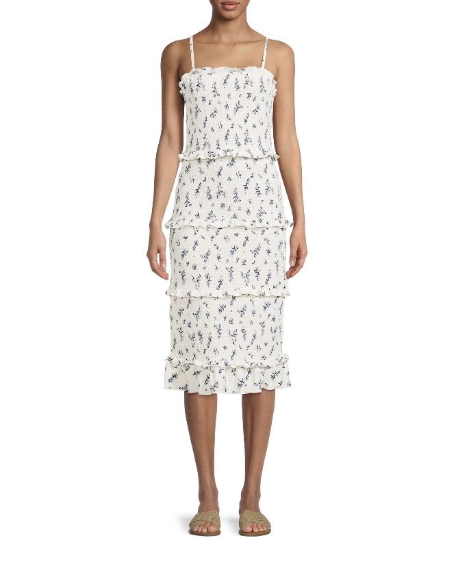 Fully smocked White dress with ruffles