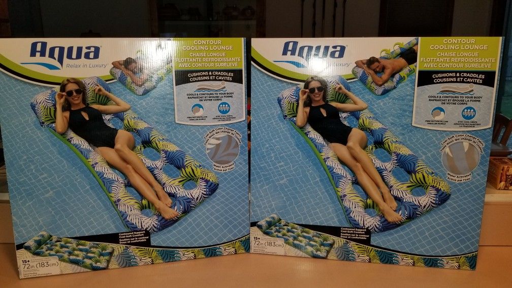 2 NEW AQUA CONTOUR COOLING LOUNGE COZI SOFT COLOR CHANGE FABRIC. 25.00 EACH. PICK UP MIDDLEBORO ONLY FINAL SALE
