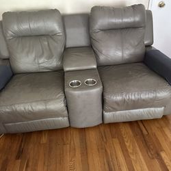 Free Real Leather Recliner Loveseat 