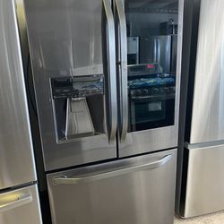 LG Studio Refrigerator 36” W Black Stainless Steel Refrigerator Counter Depth 
