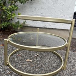 Swivel Metal Brass Painted Vintage Glass Table