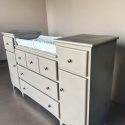 Nursery Set: Mid-Century Modern Changing Table Dresser and Bookcase