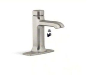 KOHLER Rubicon Battery Powered Touchless Single Hole Bathroom Faucet in Vibrant Brushed Nickel