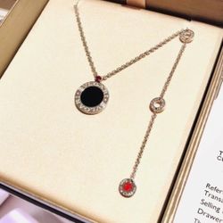 Black ceramic double-sided disc 925 silver necklace for both men and women, couple style, black