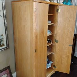 Upright Solid Wood Shelf Cabinets Tall Storage