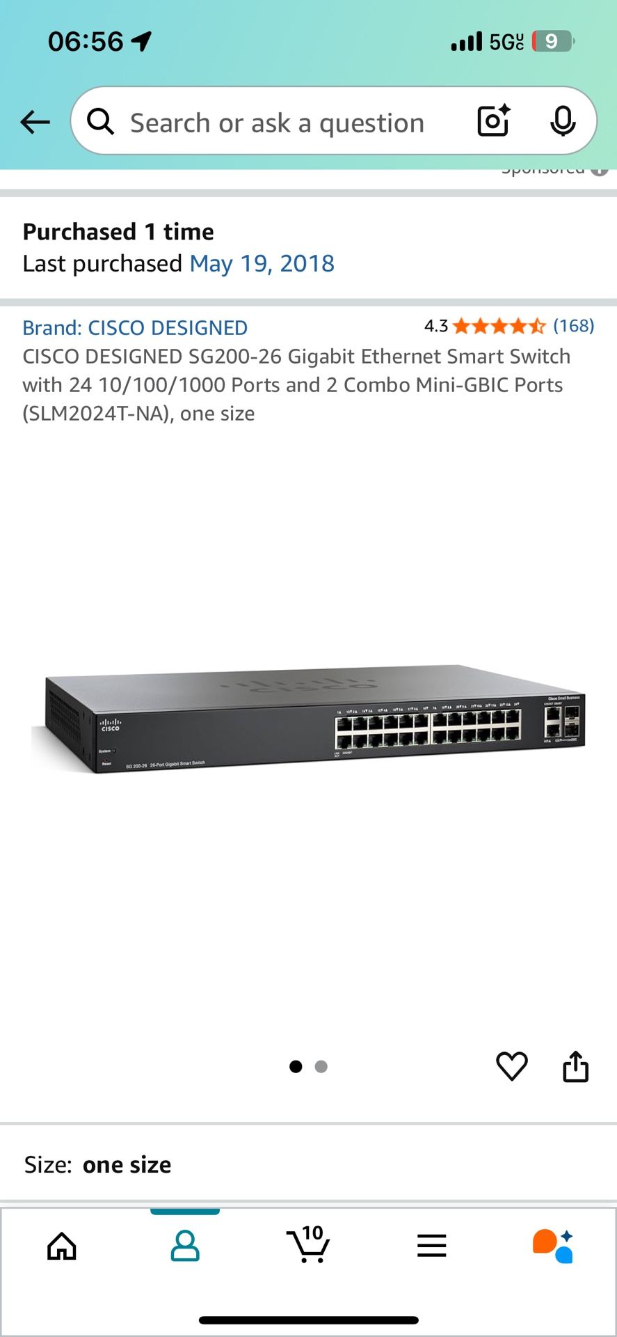 CISCO DESIGNED SG200 26 Gigabit Ethernet Smart Switch with 24 10/100/1000 Ports and 2 Combo Mini GBIC Ports (SLM2024T NA), one size