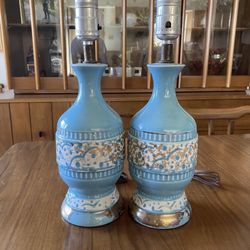 Vintage Mcm Blue Lamps 