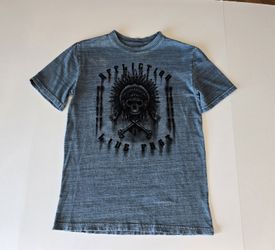 AFFLICTION Unisex Youth Medium Adult Small Distress Graphic Shirt