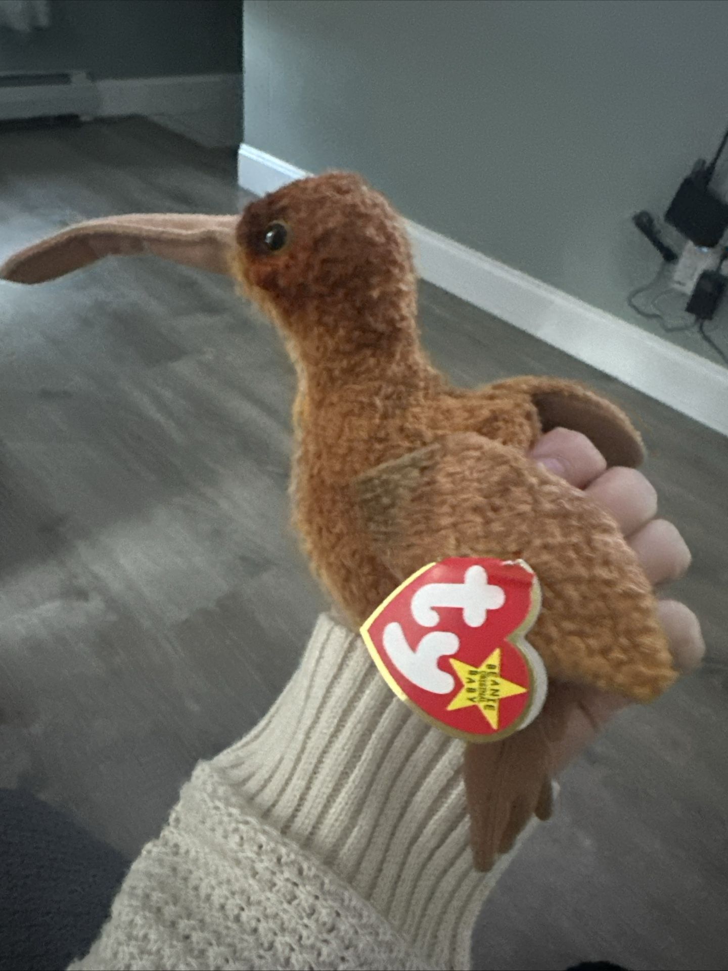 TY Beanie Baby BEAK Kiwi Bird Super Rare Only 1 Green Marking Error Color