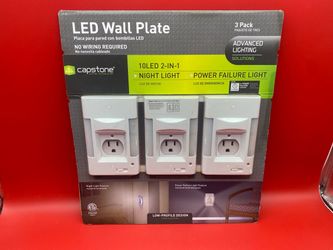Capstone 2-in-1 LED Night Light Power Failure Light 3-Pack Plug-in Wall Plate