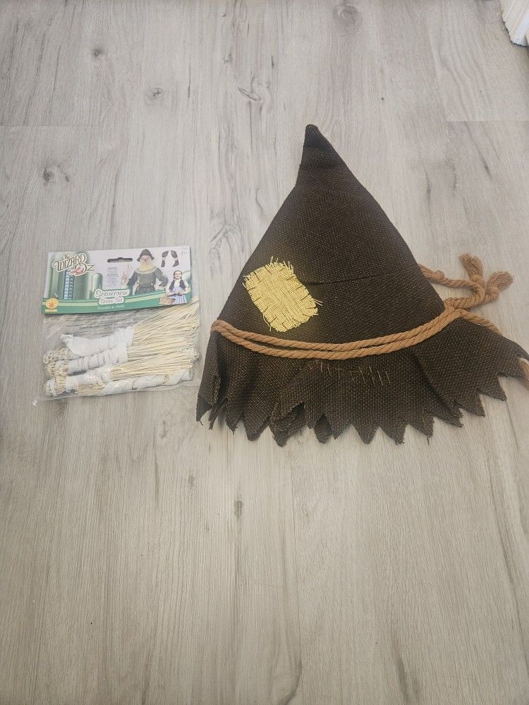 Adult Halloween Scarecrow Hat & Straw Set