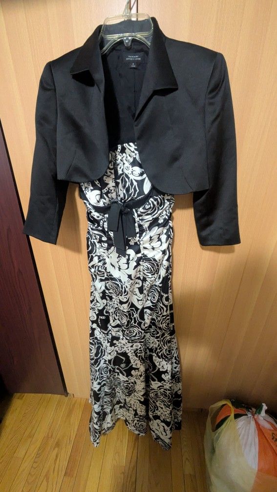 Davids Bridal White And Black Dress