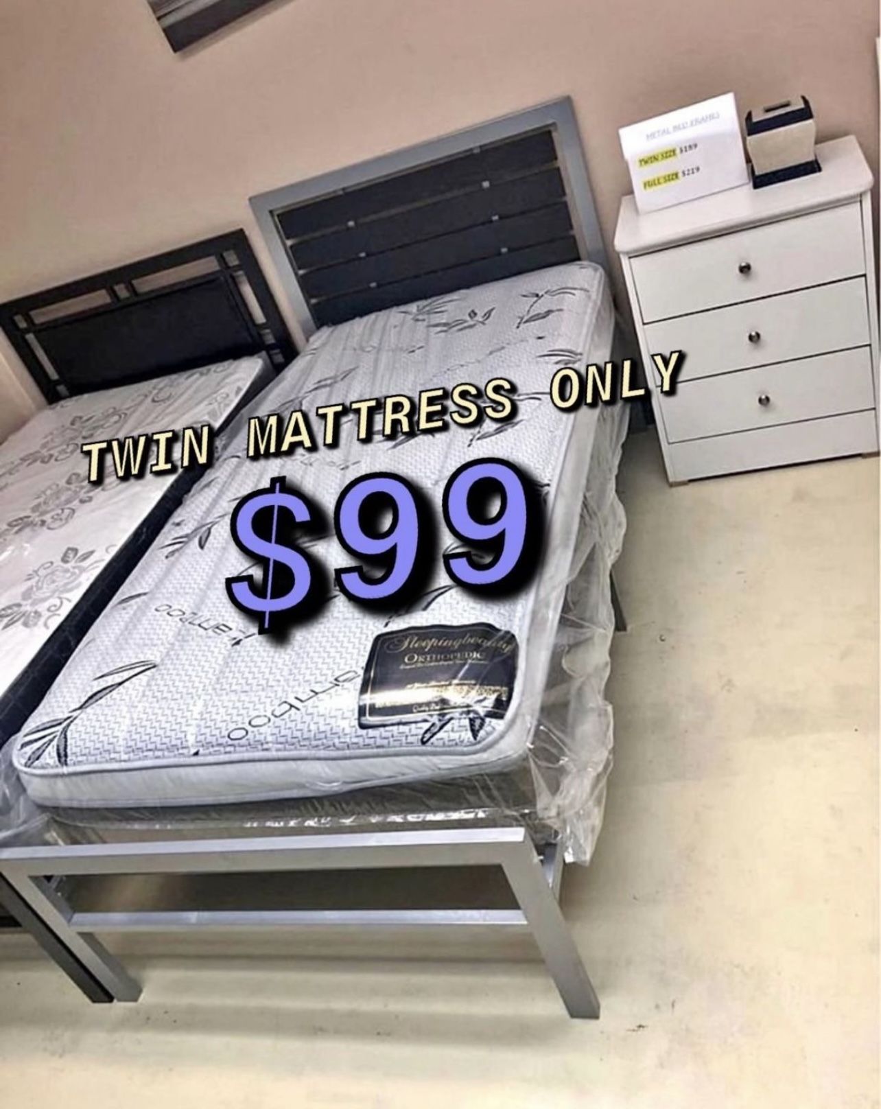 Twin Size Mattress Pillow Top Bamboo Brand New