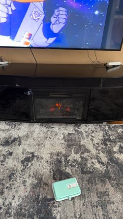 Entertainment center with digital fire place