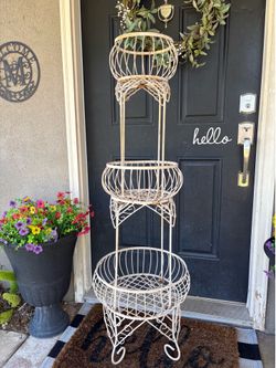 54” vintage metal garden planter tier decor