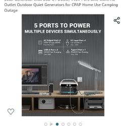 Portable Power Station 300W,268.8Wh (600W Surge) LiFePO4 Solar Generator with USB-C PD60W, 110V Pure Sine Wave AC Outlet Outdoor Quiet Generators for 