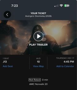 Avengers: Doomsday (AMC Norwalk 4:45 PM, December 17)