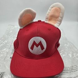 Nintendo Switch Mario + Rabbids Kingdom Battle Game Snapback Hat Cap Red w Ears