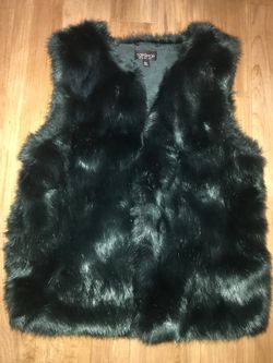Top shop green faux fur vest