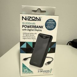 Nizoni 10000 mAh Powerbank with Digital Display Color Black