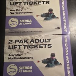 Sierra-at-Tahoe 4 TICKETS for $80