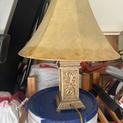 Golden Vintage Antique Lamp And Shade