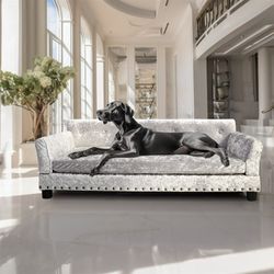 Dog Bed, Velvet Tufted Couch Pet Bed Upholstered with Removable Cushion 48"x29"x16", NEW