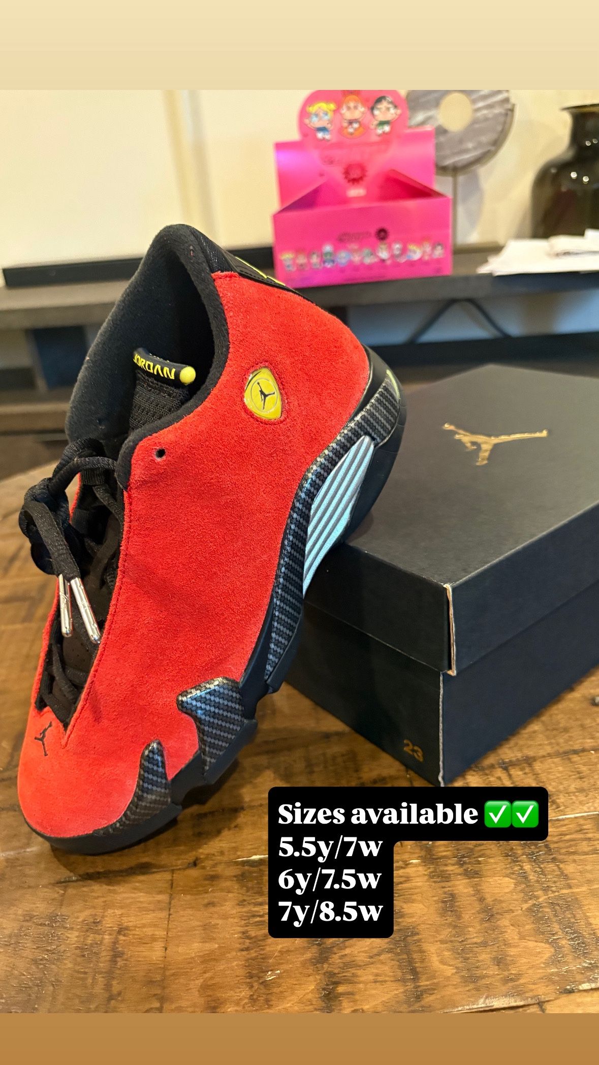 Air Jordan 14 Ferrari GS Sizes 5.5y, 6y, & 7y