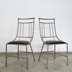 Pair Of Vintage Art Deco Hollywood Regency Italian Chairs 