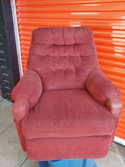 Red Fabric Tufted Recliner swivel Chair