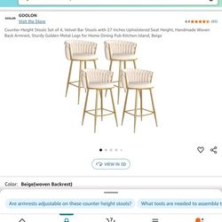 4 Counter height Bar Stools, Brand new