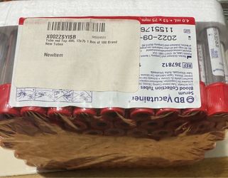 X002ZSYISBTube red Top 4ML 13x75 Brand New 100 Tubes