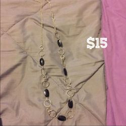 Long black/ silver necklace